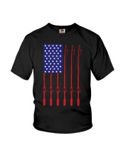 Fathers Day Fishing Flag Gift Youth T-Shirt tile