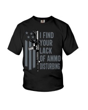 I Find Your Lack Of Ammo Disturbing Gun Joke On Back Zip Youth T-Shirt tile