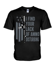 I Find Your Lack Of Ammo Disturbing Gun Joke On Back Zip V-Neck T-Shirt tile