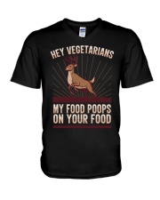 Funny Hunting Saying Deer Hunter I Vegetarian Food V-Neck T-Shirt tile
