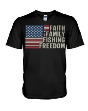 Faith Family Fishing Freedom V-Neck T-Shirt tile