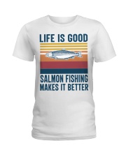 Salmon Fishing Gifts Men Women Kids Fisherman Salmon Ladies T-Shirt tile