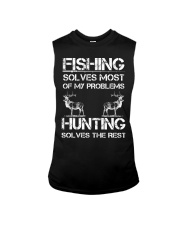 Fishing & Deer Hunting Solve Problems Funny Sleeveless Tee tile
