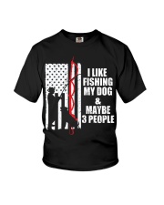 I Like Fishing My Dog And Maybe 3 People Anglers Usa Flag Youth T-Shirt tile
