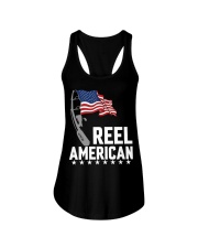Patriotic Funny Fishing American Flag Ladies Flowy Tank tile