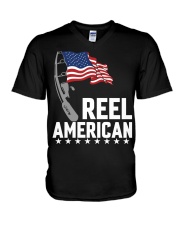Patriotic Funny Fishing American Flag V-Neck T-Shirt tile