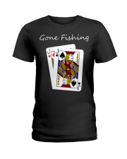 Poker Fish Hooks Gone Fishing Ladies T-Shirt tile