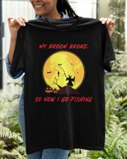 My Broom Broke So Now I Go Fishing Halloween Horror Gift Classic Classic T-Shirt apparel-classic-tshirt-lifestyle-front-130