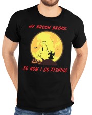 My Broom Broke So Now I Go Fishing Halloween Horror Gift Classic Classic T-Shirt custom-t-shirts-classic-lifestyle-front-196