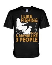 Funny I Like Fishing My Dog And Maybe 3 People V-Neck T-Shirt tile