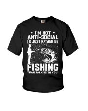 I'm Not Anti Social I'd Just Rather Be Fishing Youth T-Shirt tile