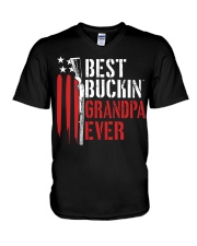 Best Buckin’ Grandpa Ever American Flag V-Neck T-Shirt tile