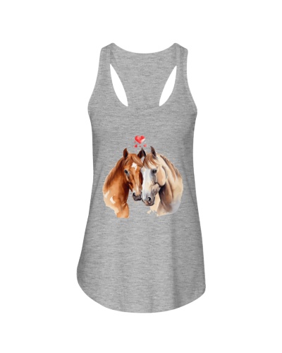 I'm Here With You - Forever Love - Valentine Horse Ladies Flowy Tank