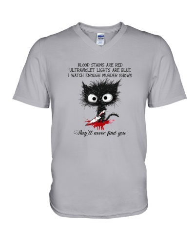 They'll Never Find You - Halloween Cat V-Neck T-Shirt
