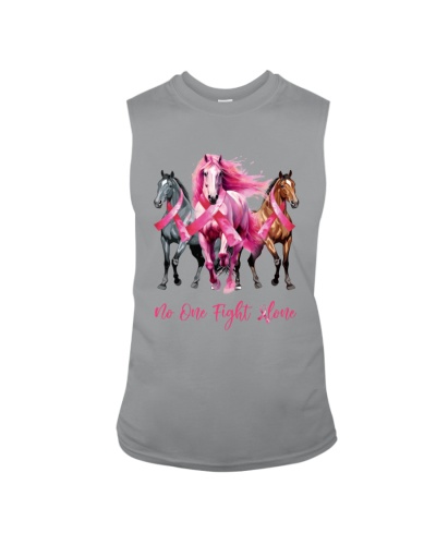 No One Fight Alone - Horse Gift For Breast Cancer Awareness Sleeveless Tee