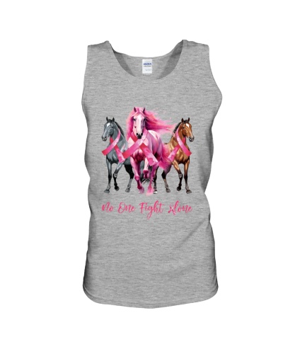 No One Fight Alone - Horse Gift For Breast Cancer Awareness Unisex Tank