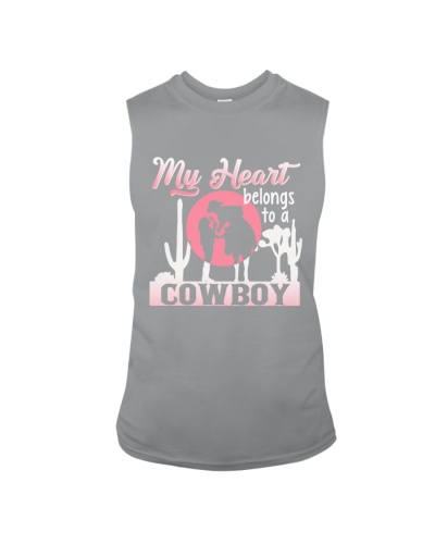 My Heart Belongs To A Cowboy - Valentine Cowboy Sleeveless Tee