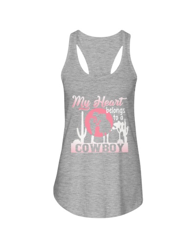 My Heart Belongs To A Cowboy - Valentine Cowboy Ladies Flowy Tank