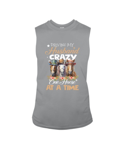 Driving My Husband Crazy One Horse At A Time - Funny Valentine Horse - Gift For Wife From Husband Sleeveless Tee