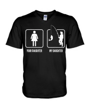 Your daughter My Fishing Daughter Funny Father' V-Neck T-Shirt tile