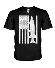 Musky Fishing - American Flag Patriotic Muskie V-Neck T-Shirt tile