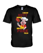 I LIKE MY PORK PULLED V-Neck T-Shirt tile