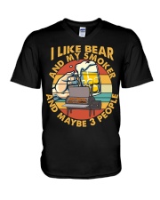 I Like Beer and My Smoker V-Neck T-Shirt tile