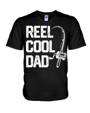 Mens Reel Cool Dad Fishing Daddy Father's Day V-Neck T-Shirt tile