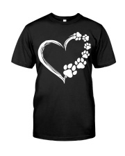 Dog Puppy Shirt Dogs Paw Print Heart Classic T-Shirt front