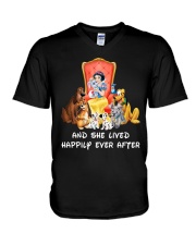 Snow White With Dogs And She Lived Happily Ever Af V-Neck T-Shirt tile