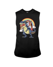 Unicorn And Chihuahua Riding A Dinosaur T-rex Shir Sleeveless Tee thumbnail