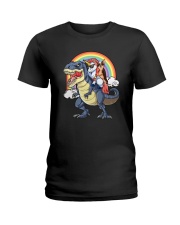 Unicorn And Chihuahua Riding A Dinosaur T-rex Shir Ladies T-Shirt thumbnail
