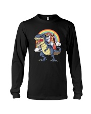 Unicorn And Chihuahua Riding A Dinosaur T-rex Shir Long Sleeve Tee thumbnail