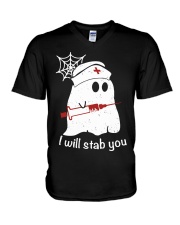 I Will Stab You Nurse Halloween Shirt V-Neck T-Shirt tile