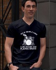 I'm A Simple Man I Like Boobs And Playing Drums V-Neck T-Shirt lifestyle-mens-vneck-front-2