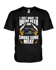 I Just Want To Drink Beer And Smoke Some Meat Camp V-Neck T-Shirt tile