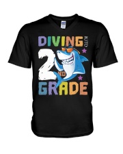 Roaring Into 2st Grade Shark Shirt Back To School V-Neck T-Shirt thumbnail