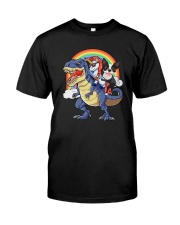 Unicorn And Boston Terrier Riding A Dinosaur T-rex Premium Fit Mens Tee thumbnail