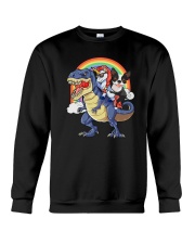Unicorn And Boston Terrier Riding A Dinosaur T-rex Crewneck Sweatshirt thumbnail