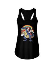 Unicorn And Boston Terrier Riding A Dinosaur T-rex Ladies Flowy Tank thumbnail