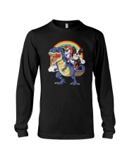 Unicorn And Boston Terrier Riding A Dinosaur T-rex Long Sleeve Tee thumbnail