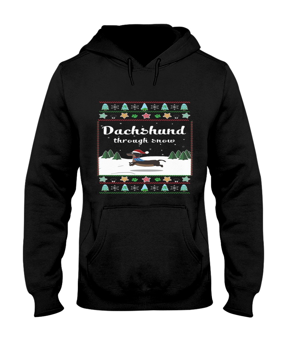 Selling fast -Dachshund Through Snow Hooded Sweatshirt