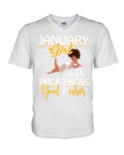 January girl thick thighs good and vibes V-Neck T-Shirt thumbnail