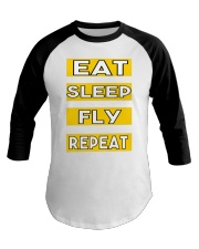 Pilot eat sleep fly repeat Baseball Tee thumbnail