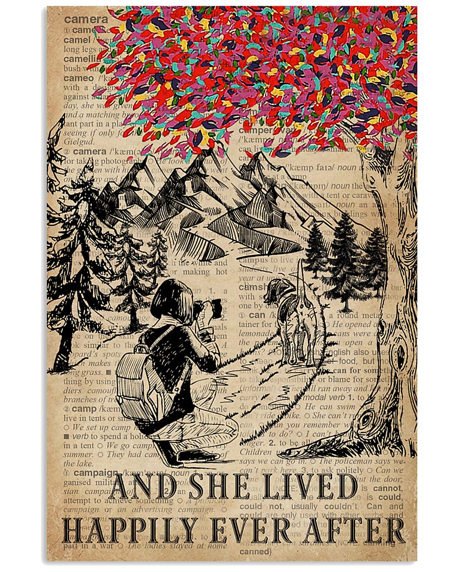 Vintage Dictionary Lived Happily Camera 11x17 Poster