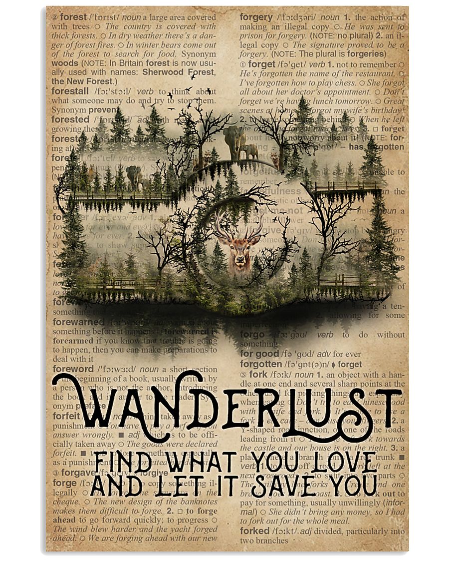 Vintage Dictionary Wanderlust Forest Camera 11x17 Poster
