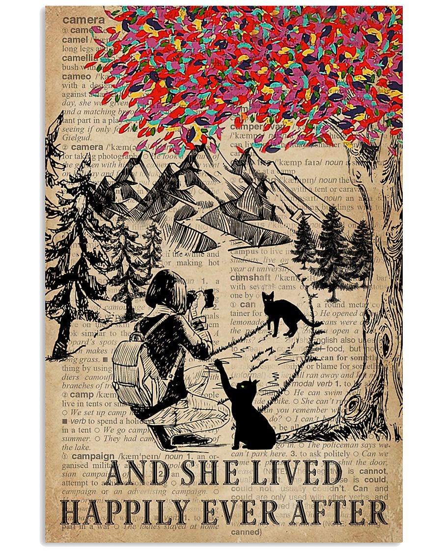 Vintage Lived Happily Black Cat Photography 11x17 Poster