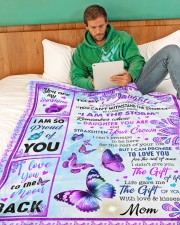 MOM TO DAUGHTER GIFT BUTTERFLY I AM THE STORM Large Fleece Blanket - 60" x 80" aos-coral-fleece-blanket-60x80-lifestyle-front-06a