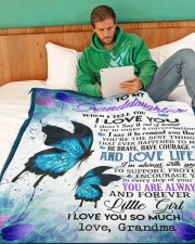 GRANDMA TO GRANDDAUGHTER GIFT BUTTERFULY PROTECT Large Fleece Blanket - 60" x 80" aos-coral-fleece-blanket-60x80-lifestyle-front-06a
