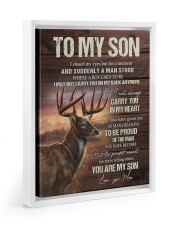 MOM TO SON GIFT- DEER ALWAYS CARRY YOU A MAN STOOD Floating Framed Canvas Prints White tile